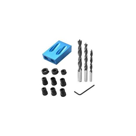 Gabarit de Percage Oblique, accessoire pour une perceuse Poche avec Forets Positionneur de Menuisier Guide de Percage pour Coin à Bois avec Adaptateur pour Trou de 6/8/10mm (1/5)