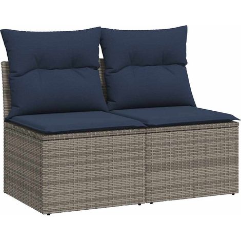 Maison Exclusive - 2-tlg. Garten-Sofagarnitur mit Kissen Grau Pol