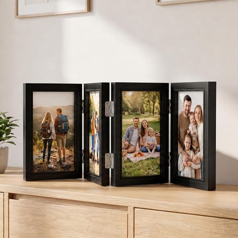 Cadre Photo Collage Pliable Multiple Photo: 10 x 15 cm Pliable Verticales Frame Décoration pour Bureau Chambre Famille Salon Cadeau (1/5)