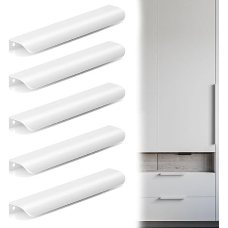 pezzi maniglie per mobili da cucina bianche, maniglie per porte interne da cucina in alluminio da 200 mm, maniglie per armadi, credenze e cassetti (1/5)