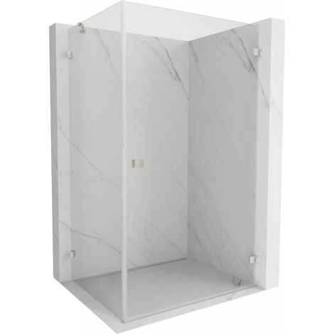 Mexen Lunar-B Duschkabine, schwenkbar, rechts 85 x 80 cm, transparent, gebürstetes Nickel - 832-085-080-97-00-P