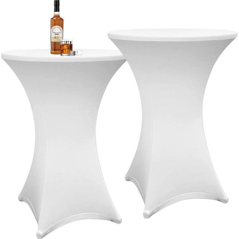 Stehtischhusse 2er-Set Ø70-75cm Stretch Weiß für Feiern & Partys
