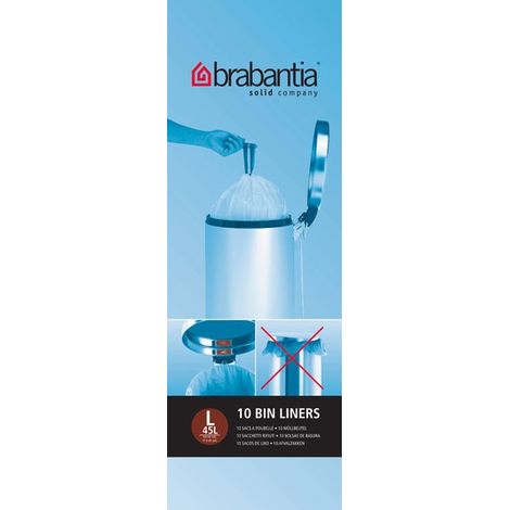 Sac poubelle 45 litres Brabantia liens coulissants blanc - paquet de 10 (1/9)