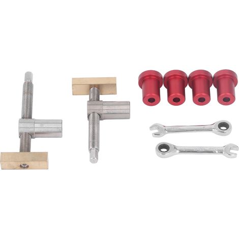 2 pinces à bois réglables étau de table à fixation rapide avec 4 taquets d'établi rouges 20mm en laiton (1/5)