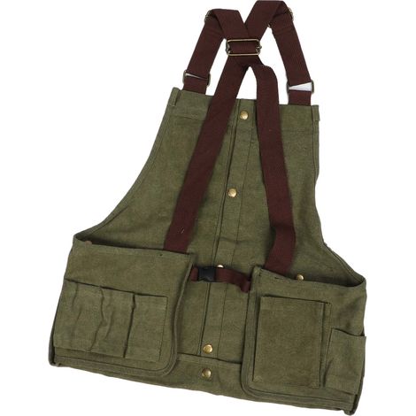 Gilet tablier de camping multifonctionnel, ajustable, bords renforcés, style décontracté pour la pêche et la photographie en extérieur, vert olive (1/5)