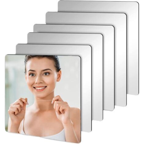 6 Pièces Miroir Mural Autocollant, Autocollant Mural Décorative Auto Adhésifs, Miroir Acrylique Antidéflagrant Carrés Flexible pour Salle de Bain Salon Chambre (1/5)