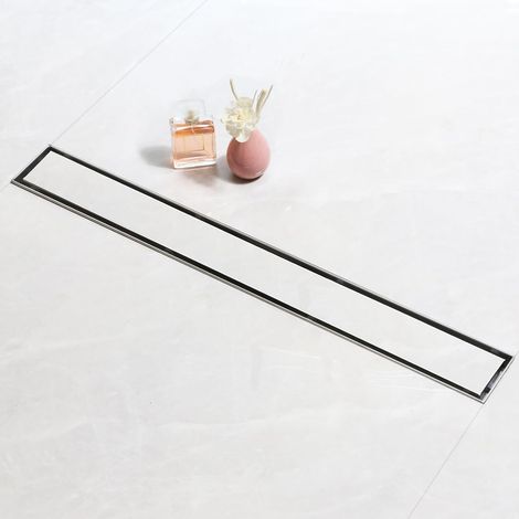 Caniveau Douche Italienne 110 cm Panneau 2 en 1, Acier Inoxydable, avec Siphon et Filtre (1/5)