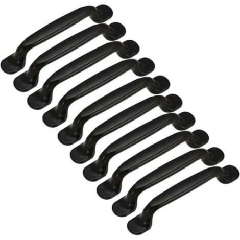 Set mit 10 mattschwarzen Aluminium-Möbelgriffen – 128 mm Lochabstand – Minimalistisches Design für Schränke und Schubladen