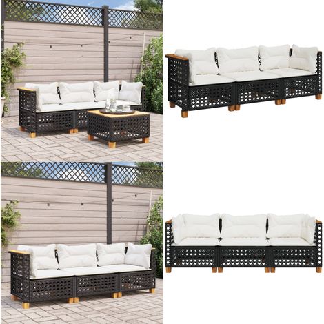 Gartensofa mit Kissen 3-Sitzer Schwarz Poly Rattan - Gartensofa - Outdoor Möbel - Lounge Set - Gartenlounge - Rattan Gartenmöbel - Home & Living (1/5)