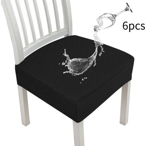 BUNTHAUS (Lot de 6, Noir) Housse de Chaise Jacquard Housse de Salle à Manger Extensible Housse de Coussin de Chaise Amovibles Lavables Housses De Siège Couverture de Chaise pour Salle à Manger Hôtel (1/5)