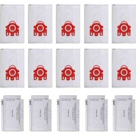 3D Efficiency FJM Sac Filtre Aspirateur pour HyClean Miele - y'a 10 Sacs,5 tampons filtrants - 209077 Rouge (1/4)