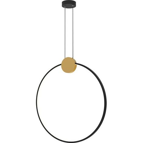 Suspension Luminaire LED D600 24W Variable Noir et Doré Zambelis - Blanc chaud - 3000K (1/3)