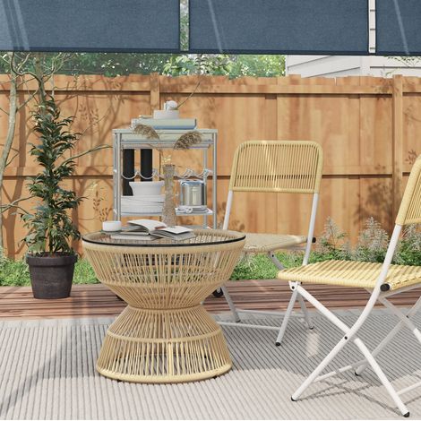 Tisch Beistelltisch boho 60x60x50 Glas Rattan OKMYHOME (1/3)