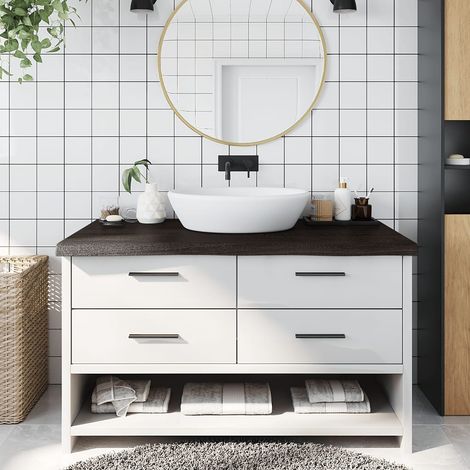 Waschtischplatte Dunkelbraun 100x50x(2-6)cm Massivholz