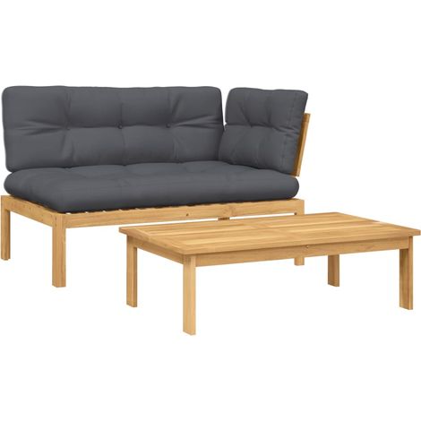 Maison Exclusive - Set Divano Pallet da Giardino 2 pz con Cuscini Massello Acacia (1/5)
