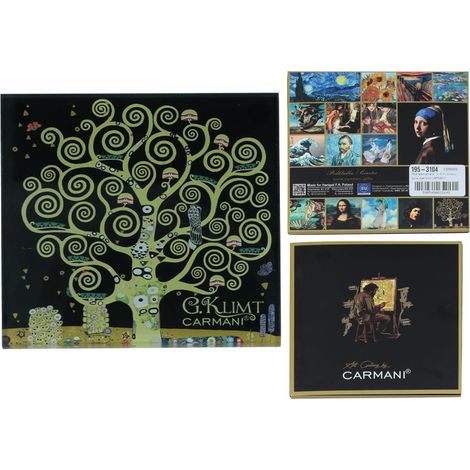 Carmani, Glasuntersetzer ca. 11,5 x 11,5 cm – Gustav Klimt/Lebensbaum, schwarzer Hintergrund (1/3)