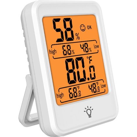 Elektronisches Thermometer und Hygrometer, Temperatur- und Feuchtigkeitsmesser, LCD-Bildschirm, Tisch-/Wand-/magnetisch, weiß, batterielos (1/5)