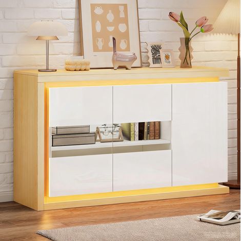 Aparador mueble almacenaje LED cristal 140 cm OKMYHOME (1/5)