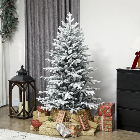 Sapin de Noël artificiel de 150 cm avec neige, 1162 branches, pied pliable en métal (1/5)