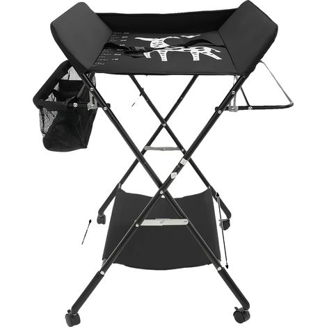 Station de change pour couches, design pliable, ceinture de sécurité incluse, Noir B (1/2)