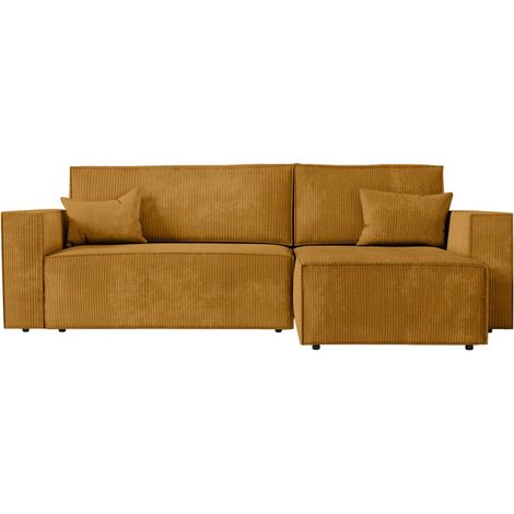 Canapé d'Angle Convertible Velours "Mollie" 269cm Jaune (1/5)