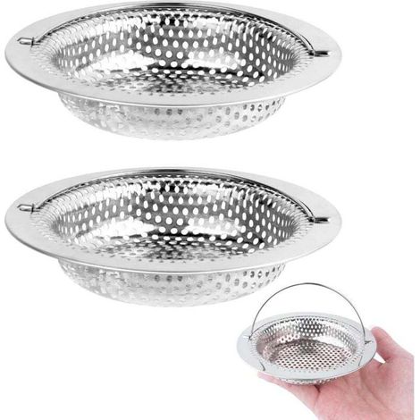 Set di 2 filtri per lavello da cucina, filtro di scarico in acciaio inox con maniglia sollevabile, filtro di scarico da 8 cm, filtro per lavello da cucina, 11 cm x 2 cm di altezza - Crezuo