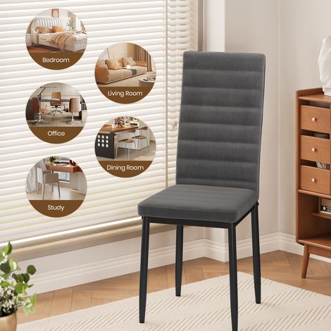Bealife 6 Chaises Salle à Manger Lot de 6 Chaises de Cuisine Siege Rembourre en Tissu Velours Patte Metal Pied en Caoutchouc Gris Foncé