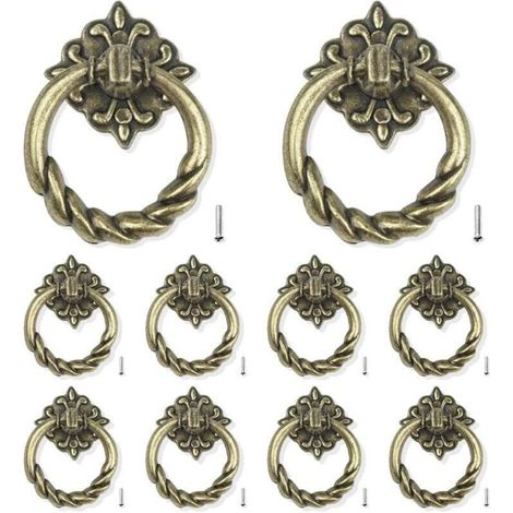 Lot de 10 poignées de porte et tiroir, en bronze, pour meubles de cuisine, portes de tiroirs et armoires, vis de montage arrière (1/4)