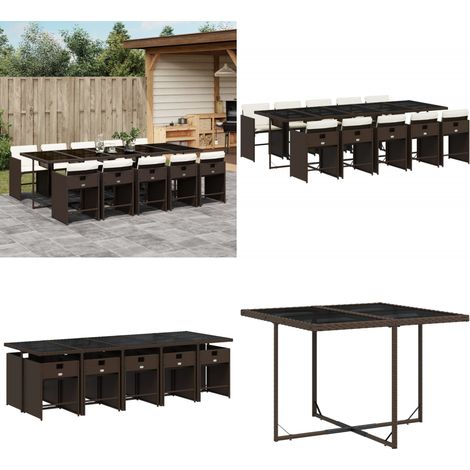 Ensemble à manger de jardin et coussins 11 pcs marron rotin - Salon De Jardin - Meuble De Jardin - Set De Jardin - Table De Jardin - Chaises De Jardin - Home & Living (1/5)