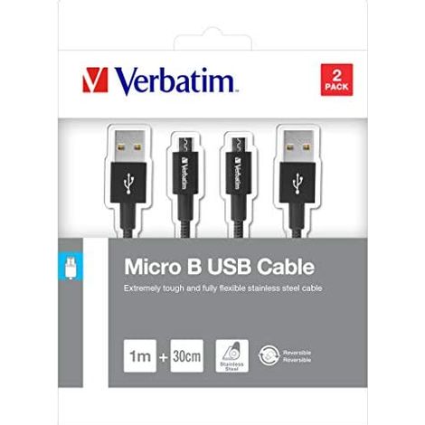Verbatim Lightning-Ladekabel USB - 2er-Pack schwarz, 100cm und 30cm - Ladegerät für iPhone-Modelle robust und bruchfest - Lightning-Kabel - Ladegerät USB - mobiles Ladekabel (1/3)