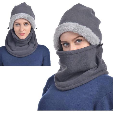 Winter Fleece Kapuze Thermo-Skimaske Kaltwetter-Gesichtsbedeckung Mützen Unisex (grau) (1/4)