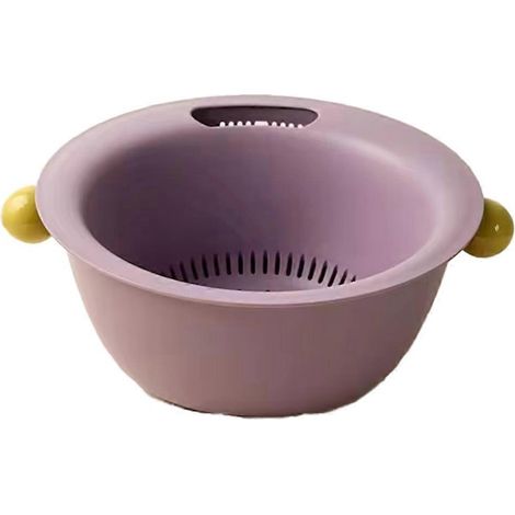 Multifonctionnel double layer légume et fruit washing panier cute rond massif color design thickened pour durability A (1/5)