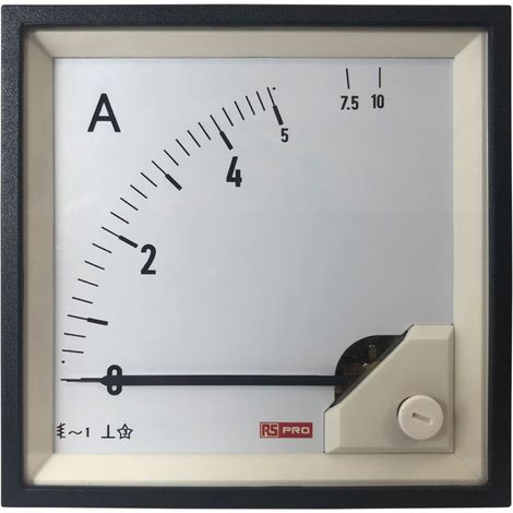 Ampèremètre analogique de panneau V c.a. RS PRO, Echelle 10 (Input, Scale)A, 96mm x 96mm ( Prix pour 1 ) (1/3)