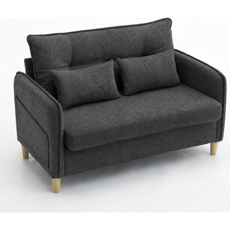 ELVMI 2-Sitzer Sofa mit Seitentaschen, Ergonomischer Rückenlehne und Armlehnen, aus Chenille Dunkelgrau 127 cm (1/5)