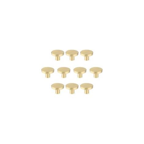 Boutons de meubles en laiton brossé, boutons de tiroir de commode dorés pour placards, couloirs, salles de bains et cuisines, paquet de 10 (champignon de 30 mm) (1/4)