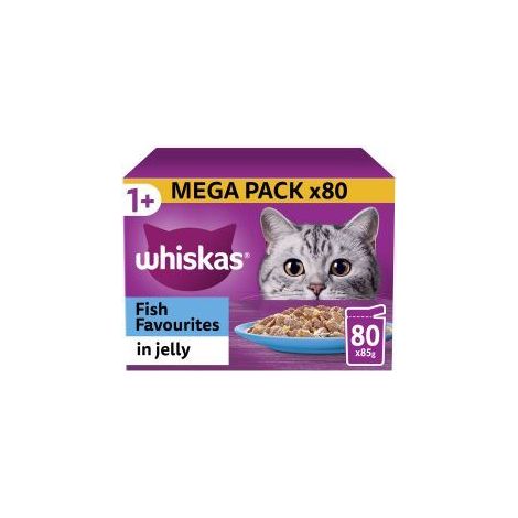 Whiskas 1+ Fish Favourites Adult Wet Cat Food Pouches in Jel - 85g - 811972