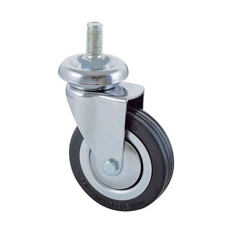 RUOTA A FORCELLA GIREVOLE PERNO FILETTATO 155B AVO - A/CROMATO/GOMMA NERA D.MM 100X24 F.MA 12X30- 4 pezzi