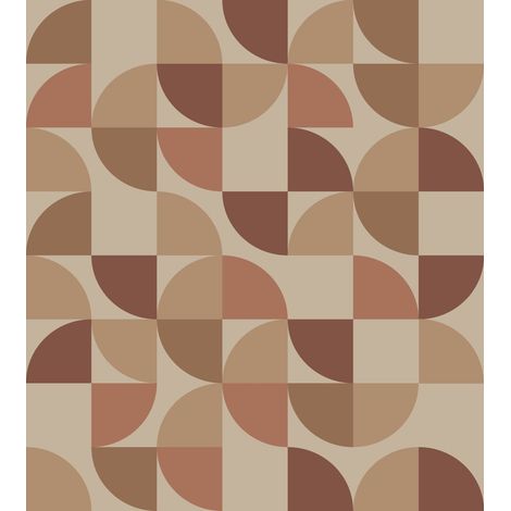 papier peint panoramique formes géométriques beige, rose et rouge foncé - ESTAhome (1/5)