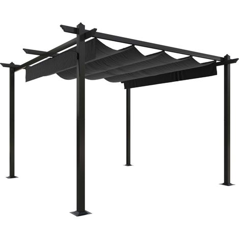 Tonnelle de jardin avec toit rétractable 3x3 m Anthracite