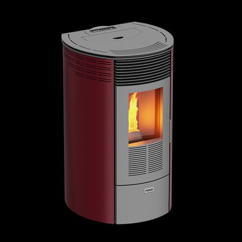 Stufa a Pellet FOCO Bordeaux - Sfera Basic 10 - Classe Energetica A+ - Design Moderno - Ventilazione Frontale