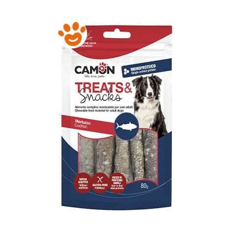 Camon Dog Treats&Snack Roll di Pelle di Merluzzo - Confezione 80 Gr - Snack