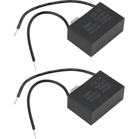 Lot de 2 condensateurs de démarrage de moteur à 2 fils CBB61 250 V 50/60 Hz 15 μF pour ventilateur de plafond (1/5)