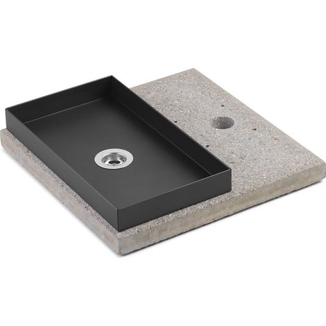 Base con Vaschetta per Fontane con Ghiera Grande 40x40x5 cm in Cemento Belfer 42/BSE/5 Antracite (1/3)