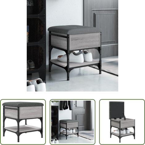 vidaXL Banc de rangement - Banc à chaussures sonoma gris 42x42x45 cm bois d'ingénierie (1/5)