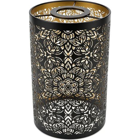 Hohler, zylindrischer Lampenschirm aus Metall mit kreisförmigem Motiv, E27/E26-Fassung, abnehmbar, dekorativ, für Nachttisch, 20 cm x 12 cm (1/4)
