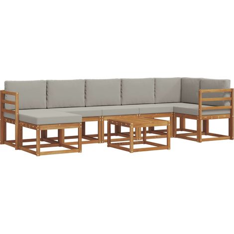 Outdoor Sofa Set with Cushion 8 pcs Natural and Light Grey vidaXL (1/5)