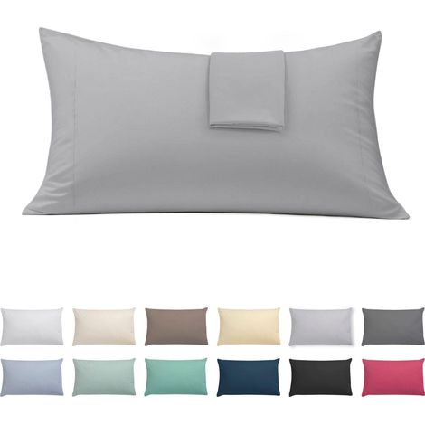 Taies Oreiller 50x75 cm Lot de 2 Coton Polyester Gris Argent (1/5)