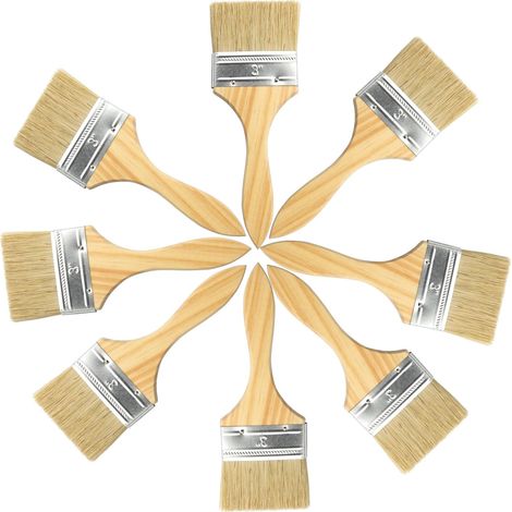 Lot de 8 pinceaux plats de 7,6 cm pour murs, plafonds, bois, métal, colle et bricolage à la maison (1/4)