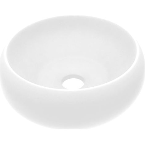Lavabo da appoggio rotondo di lusso lavabo da bagno lavello da cucina guardaroba arredamento per la casa 40 x 15 cm ceramica bianca opaca 020002740