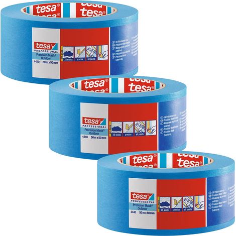 tesa 4440 nastro per mascheratura di precisione per esterni UV-PLUS, confezione da 5, resistente agli agenti atmosferici Per mascherature precise Blu, 50 m x 50 mm ciascuno (1/3)